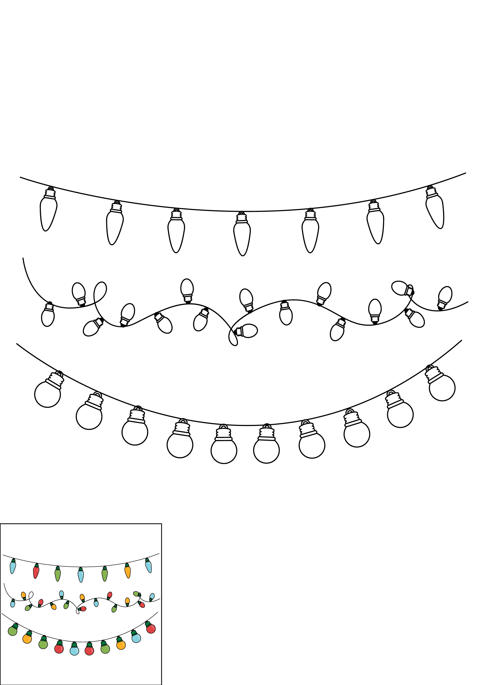 How to Draw Christmas Lights Step by Step Printable Color