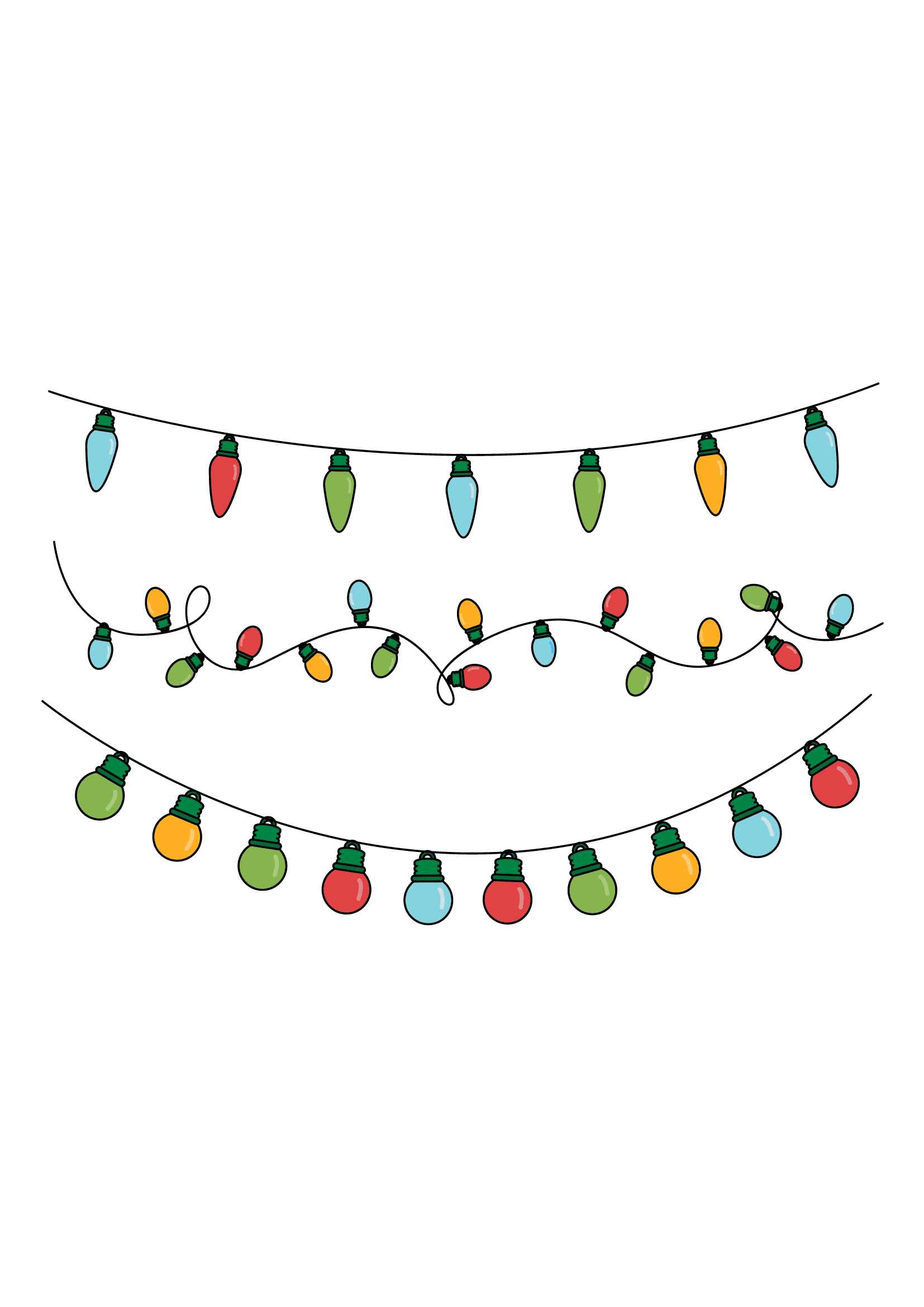 How to Draw Christmas Lights Step by Step Printable