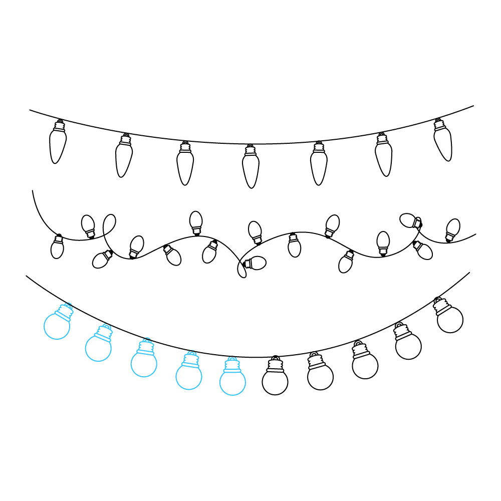How to Draw Christmas Lights Step by Step Step  9