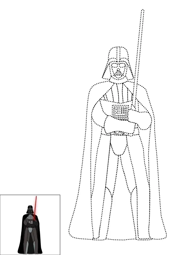 How to Draw Darth Vader Step by Step Printable Dotted