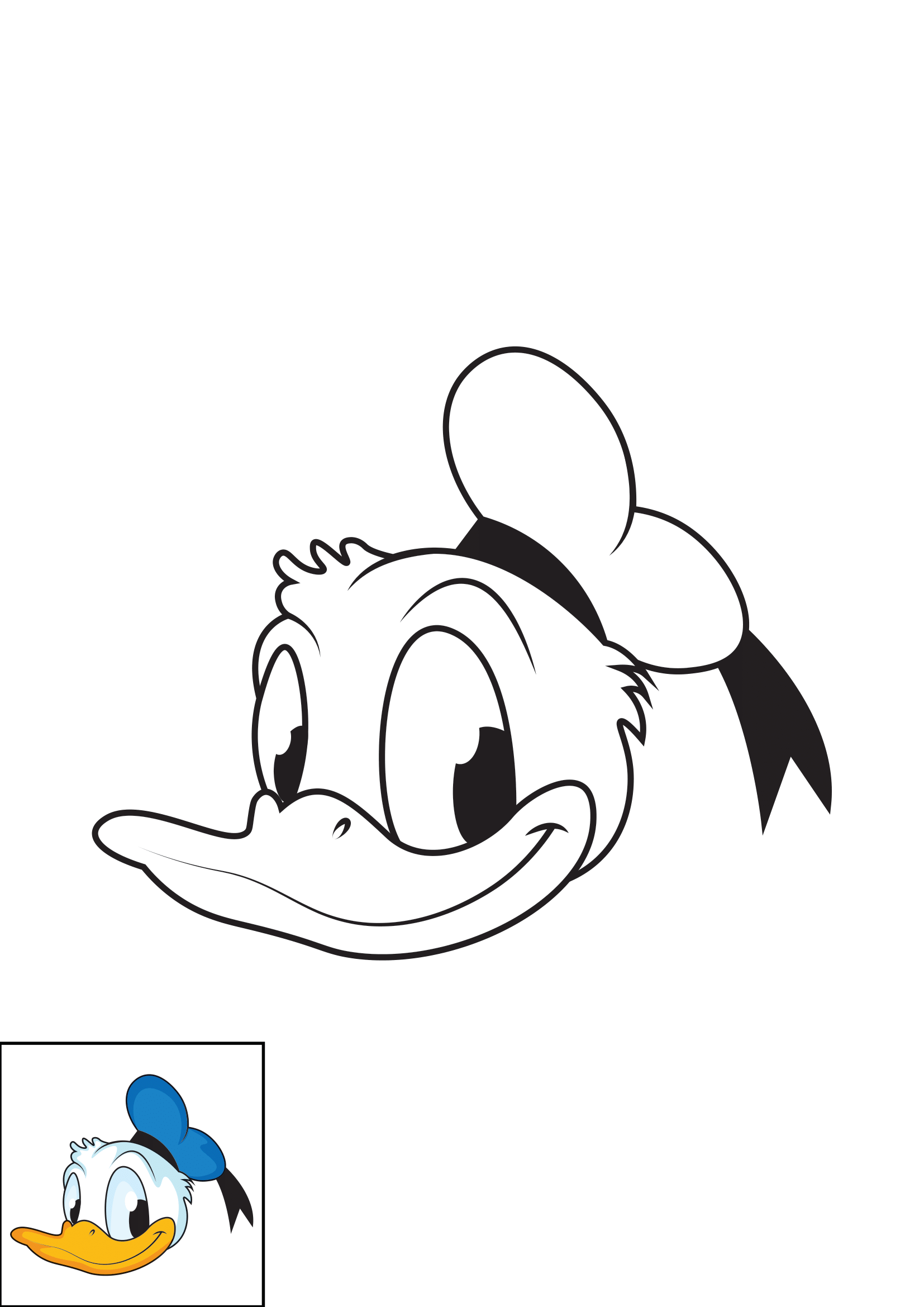 How to Draw Donald Duck Face Step by Step Printable Color