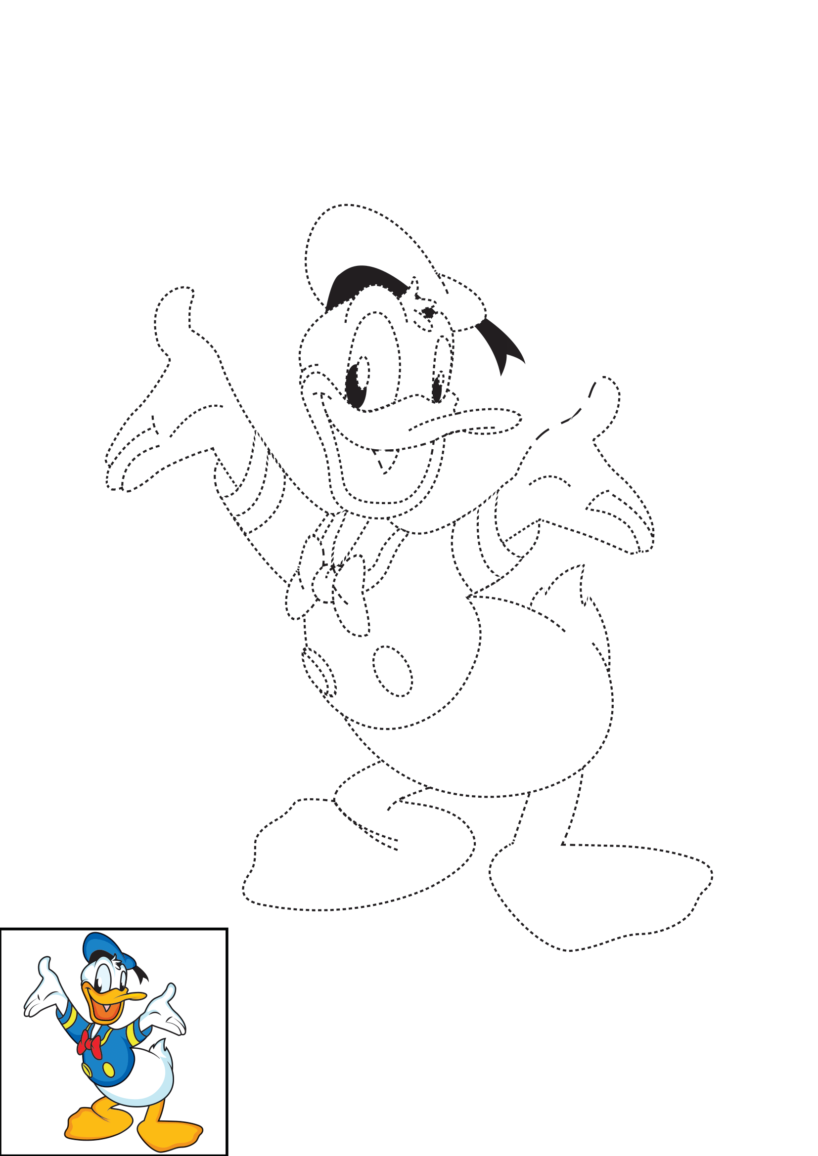 How to Draw Donald Duck Step by Step Printable Dotted