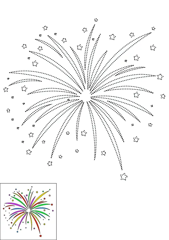 How to Draw A Fireworks Step by Step Printable Dotted