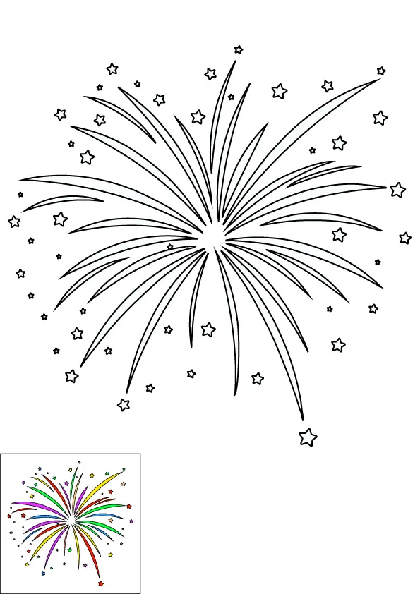 How to Draw A Fireworks Step by Step Printable Color