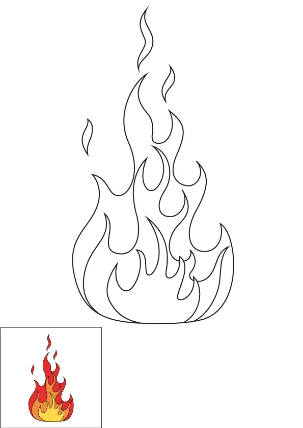 How to Draw Flames Step by Step Printable Color