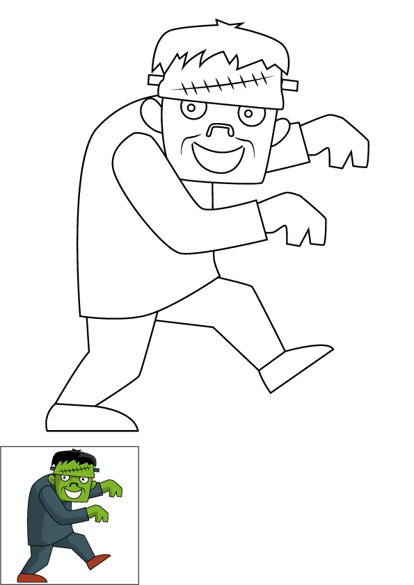 How to Draw Frankenstein Step by Step Printable Color