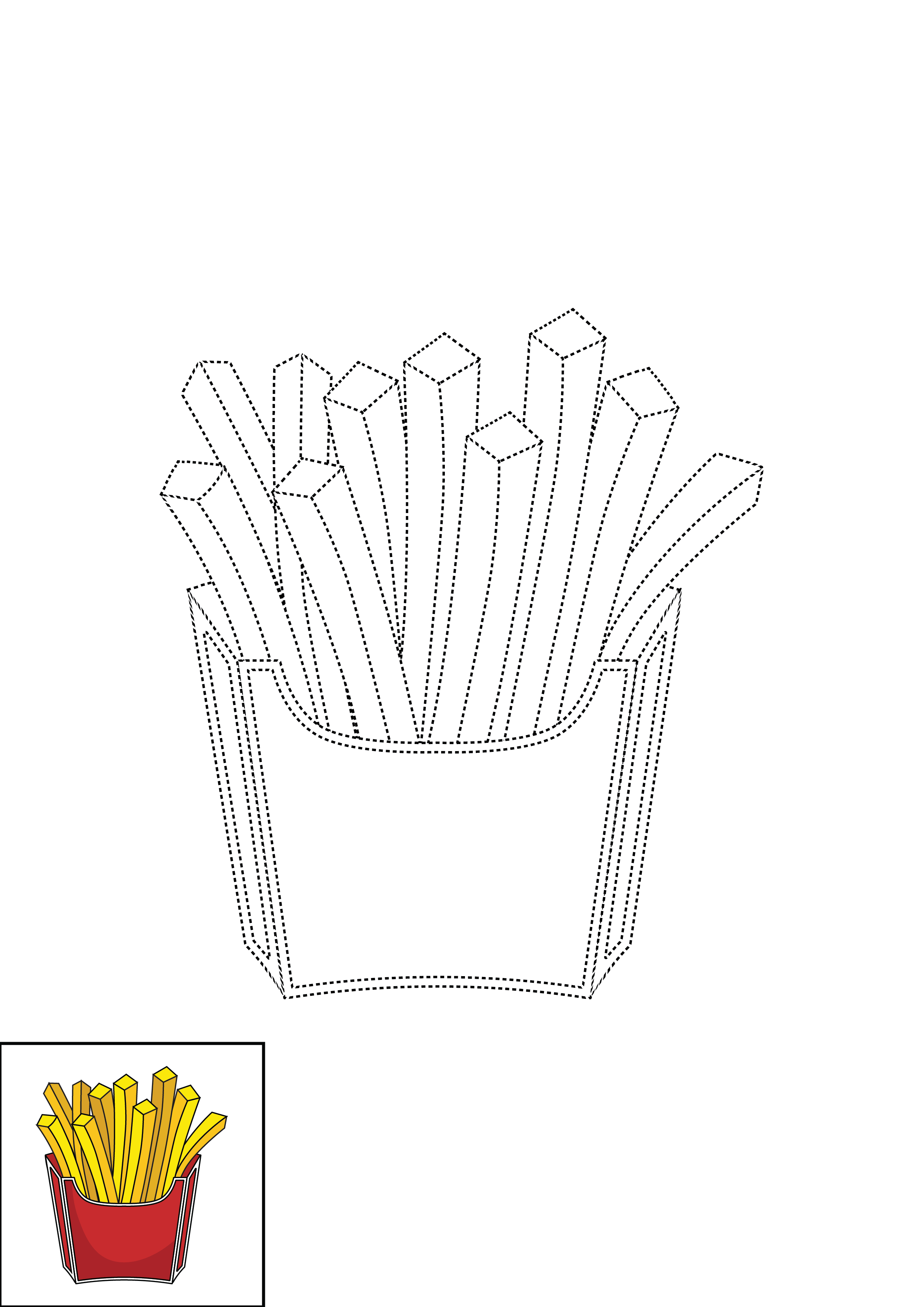 How to Draw French Fries Step by Step Printable Dotted