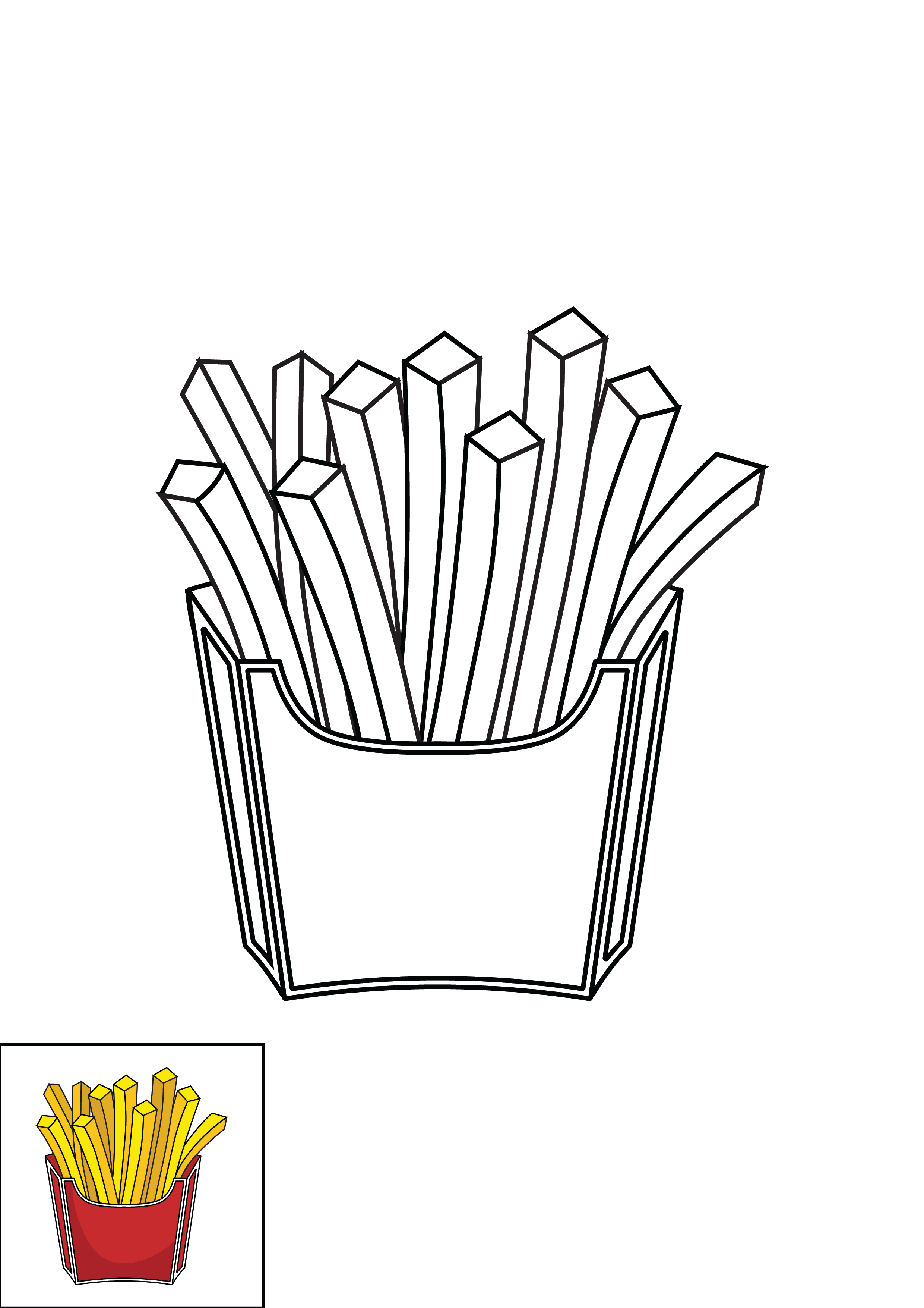 How to Draw French Fries Step by Step Printable Color