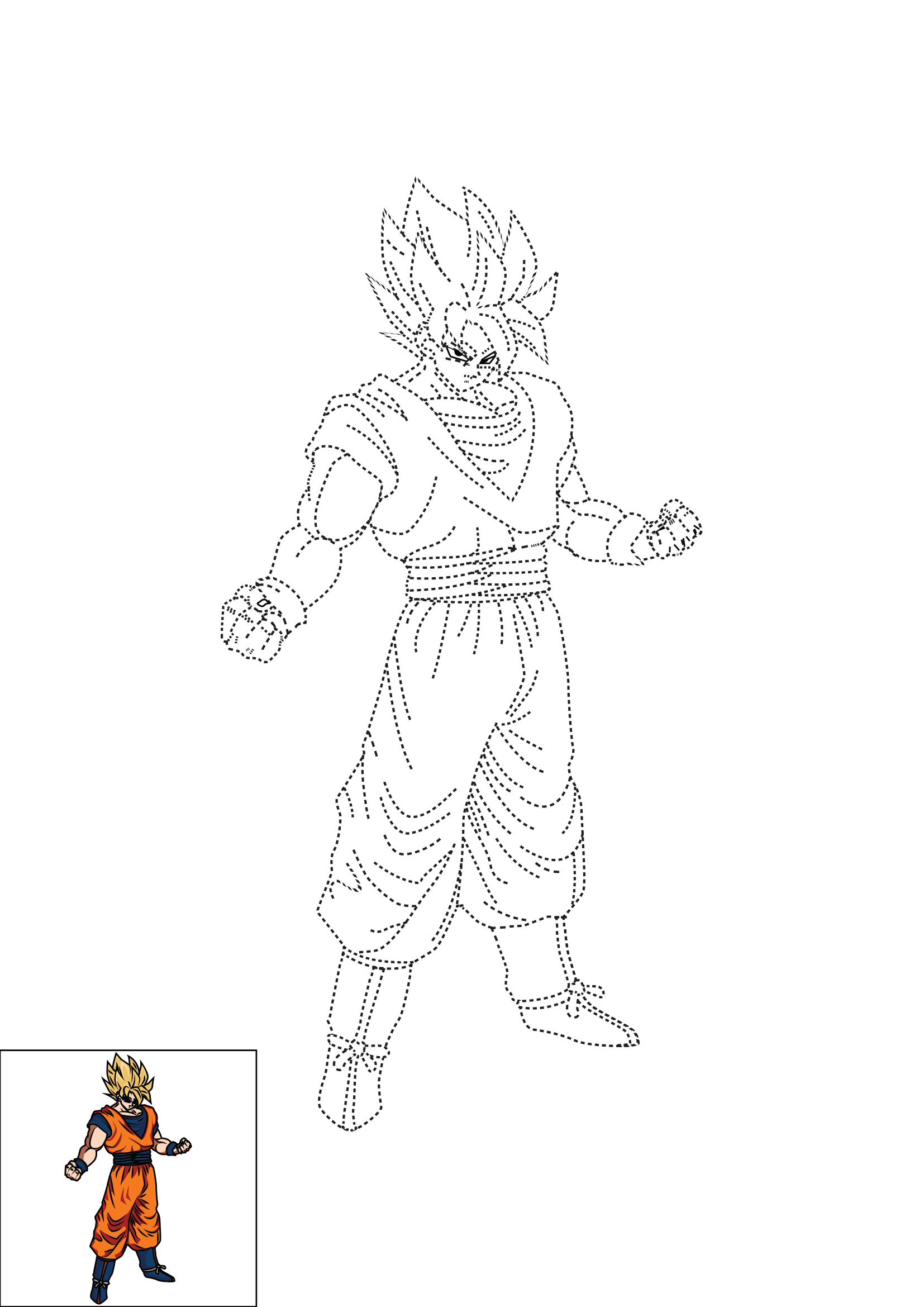 How to Draw Goku Step by Step Printable Dotted