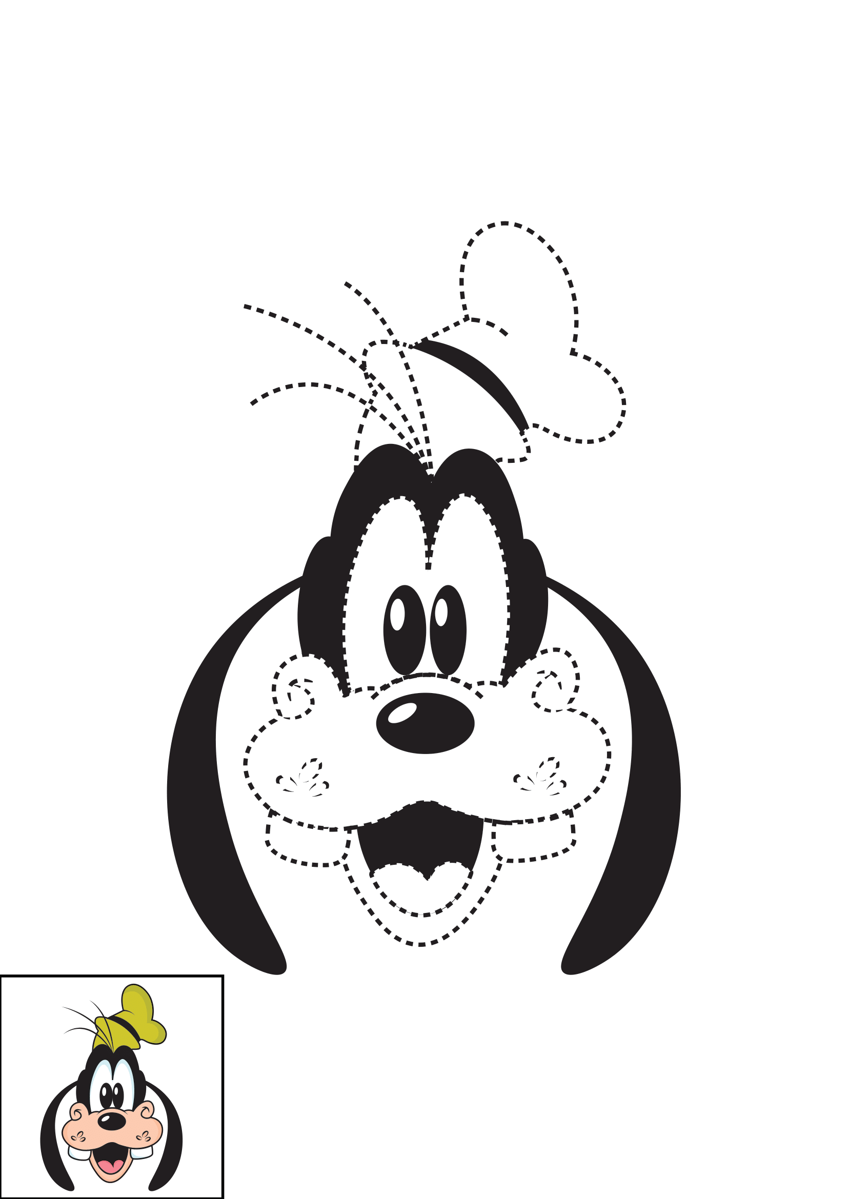 How to Draw Goofy Face Step by Step Printable Dotted
