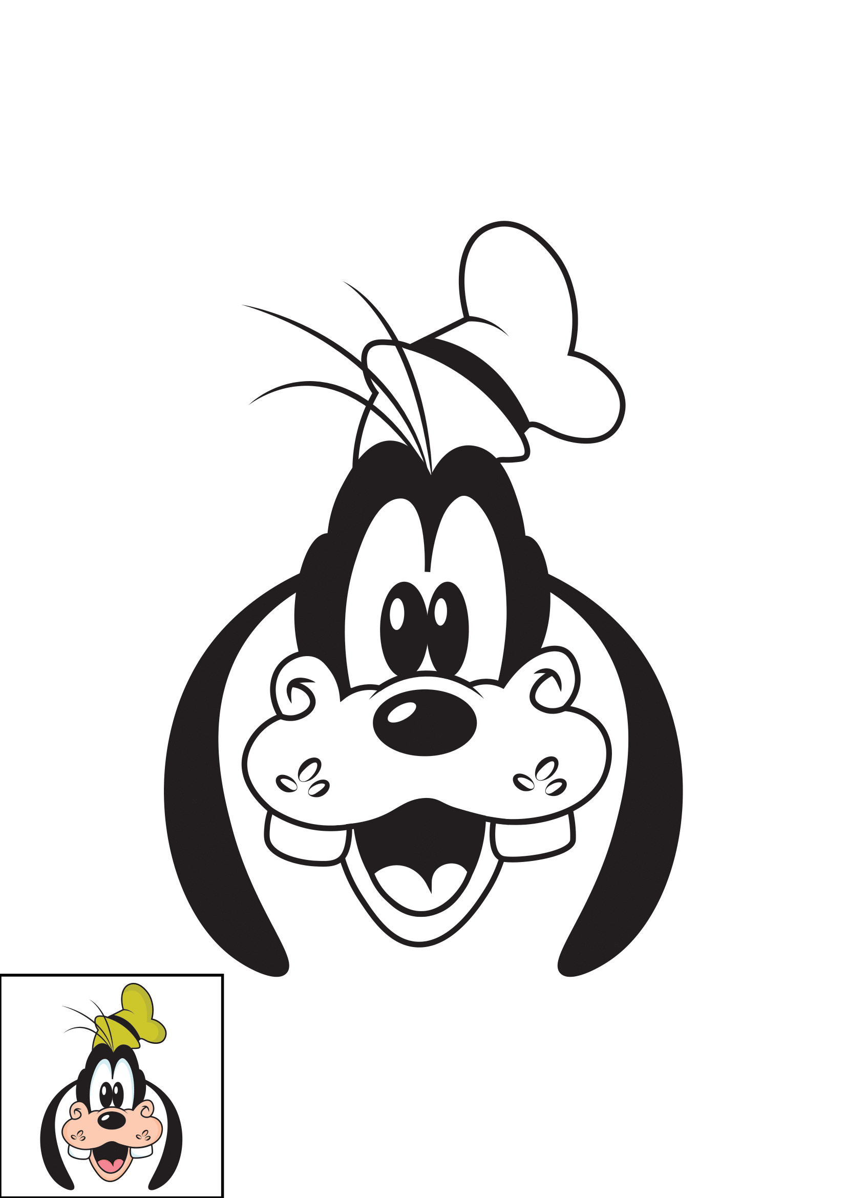 How to Draw Goofy Face Step by Step Printable Color