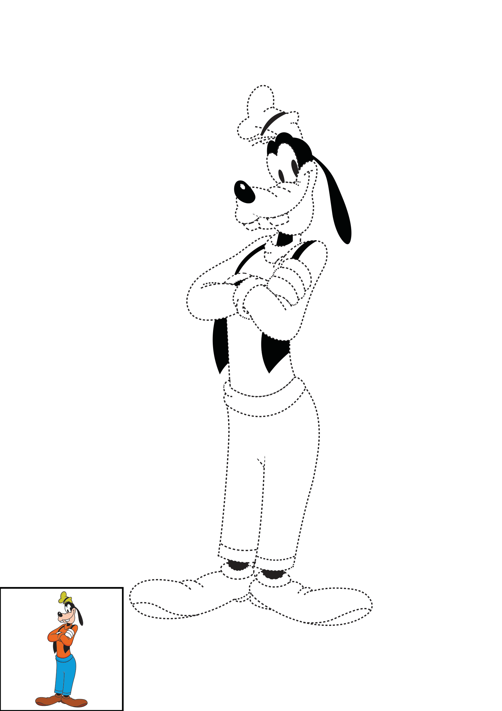 How to Draw Goofy Step by Step Printable Dotted