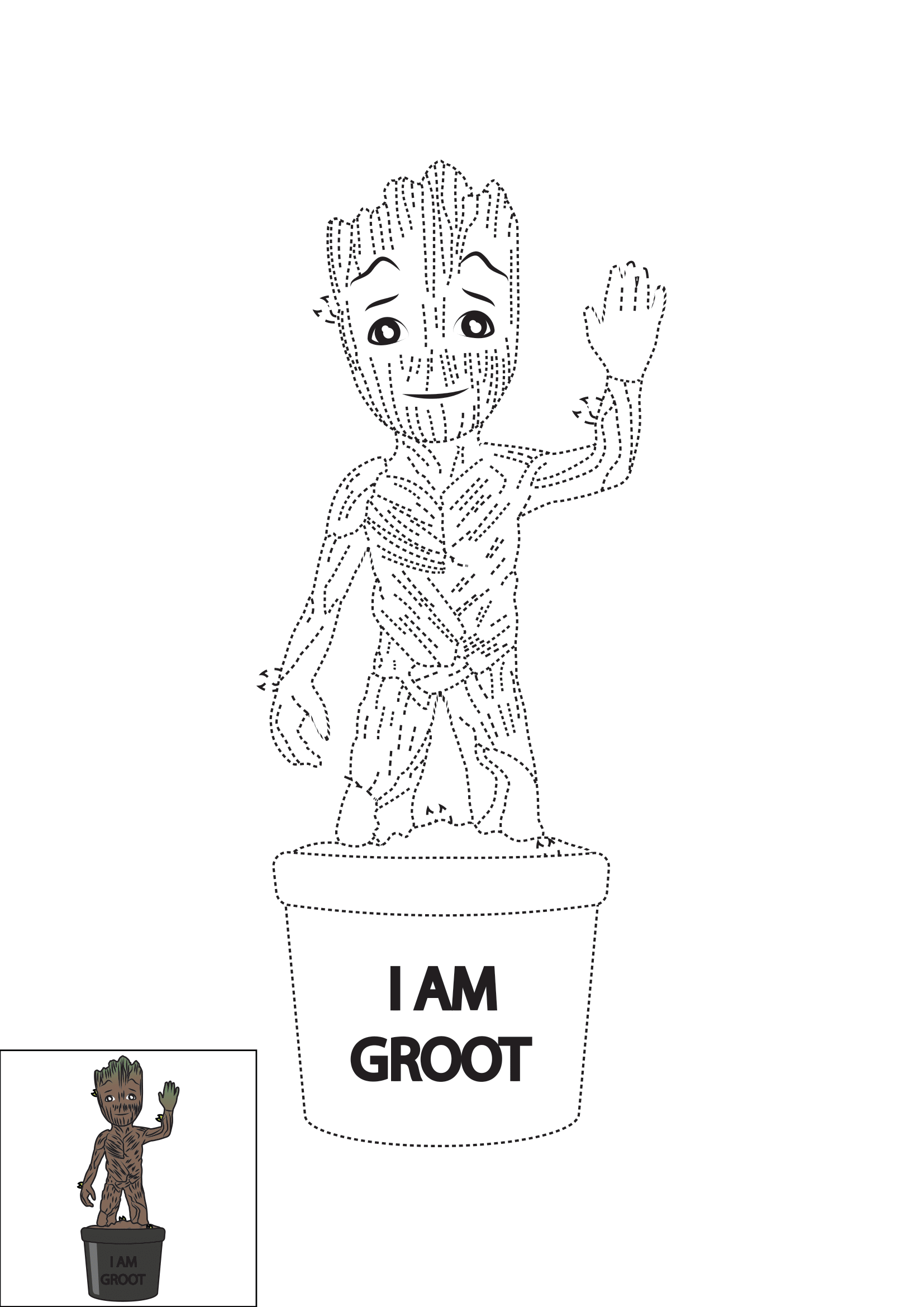 How to Draw Groot Step by Step Printable Dotted