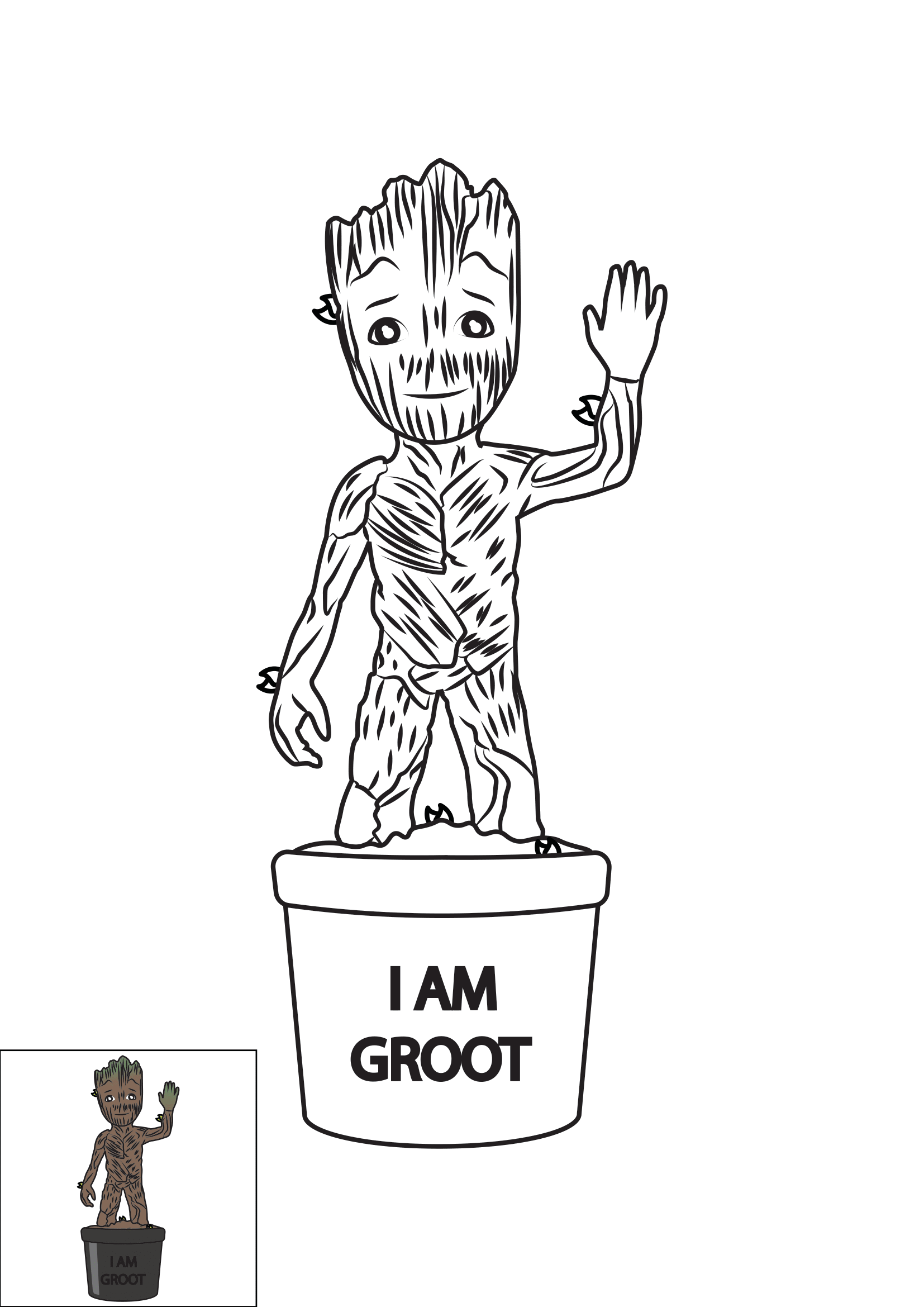 How to Draw Groot Step by Step Printable Color