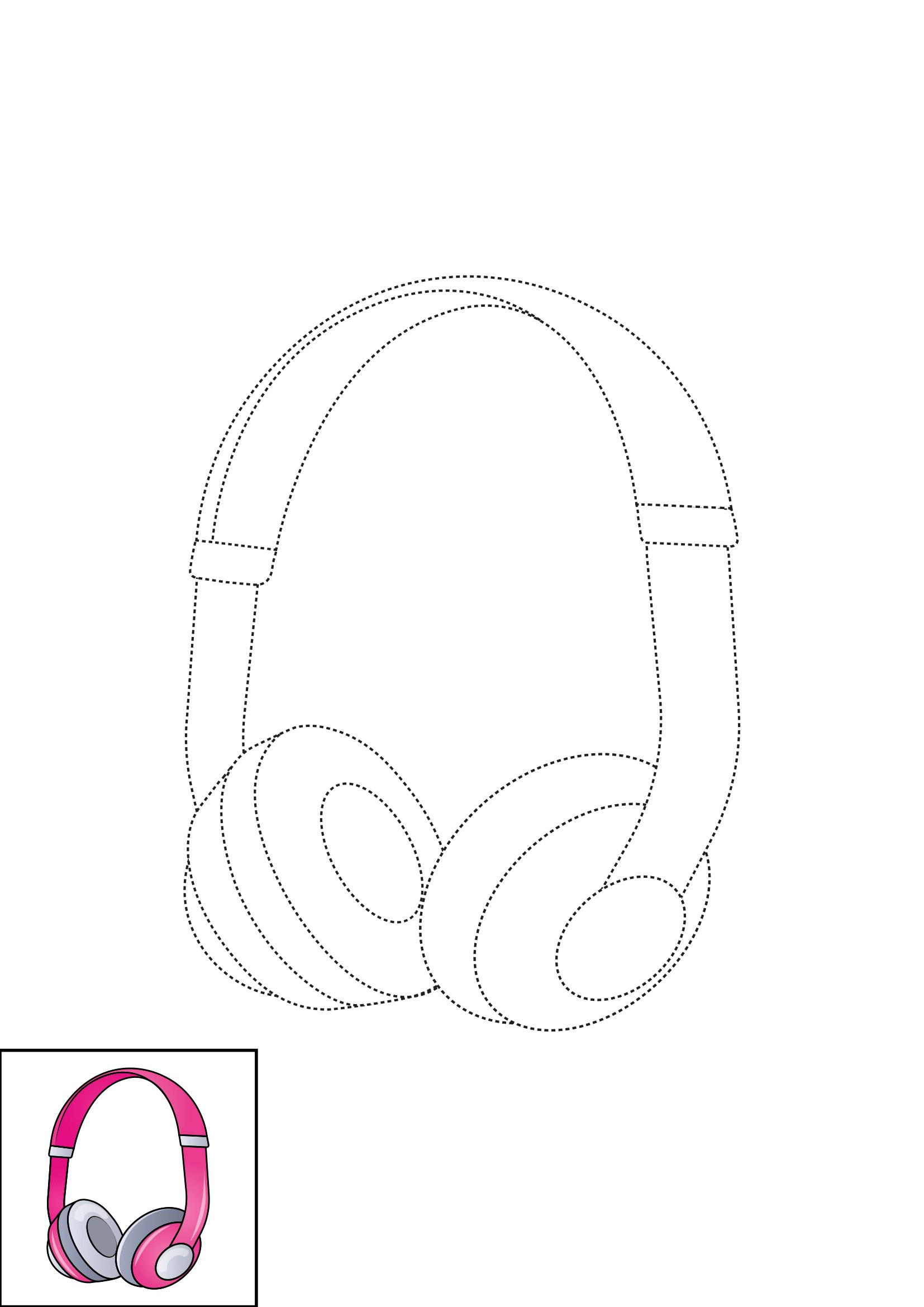 How to Draw Headphones Step by Step Printable Dotted
