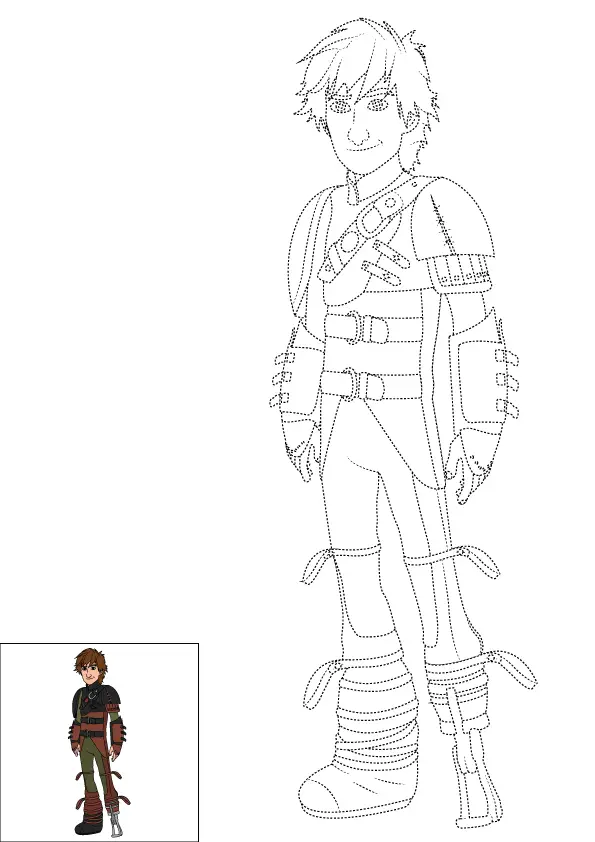 How to Draw Hiccup Step by Step Printable Dotted