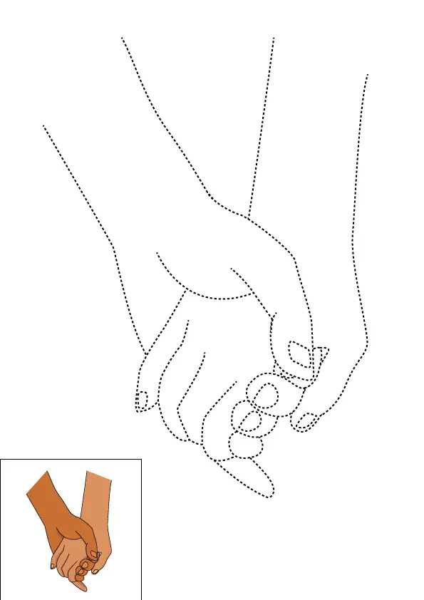 How to Draw Holding Hands Step by Step Printable Dotted