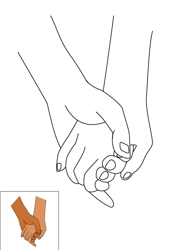 How to Draw Holding Hands Step by Step Printable Color
