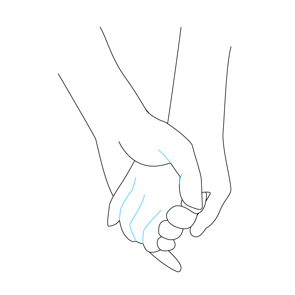 How to Draw Holding Hands Step by Step Step  8