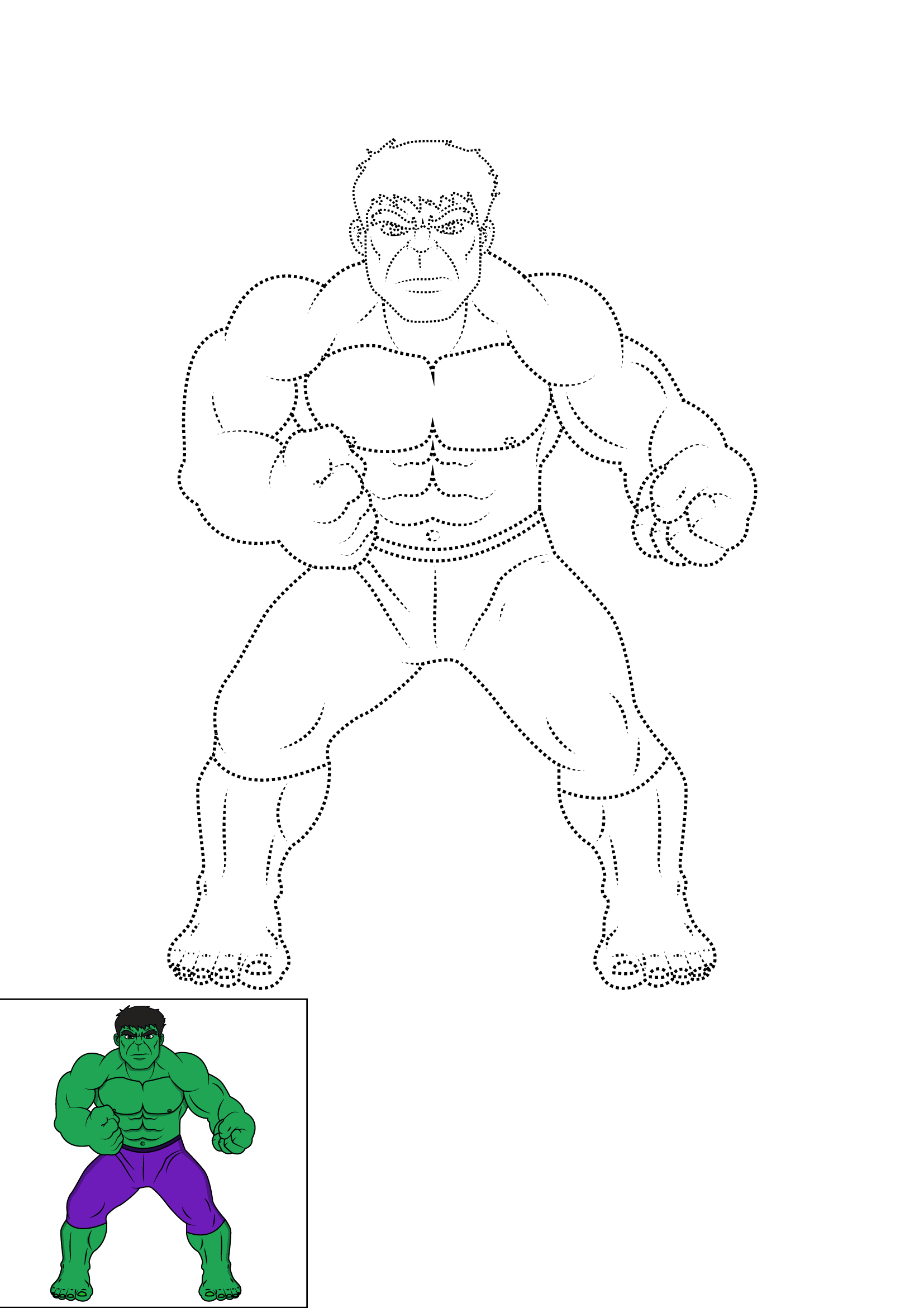 How to Draw Hulk Step by Step Printable Dotted