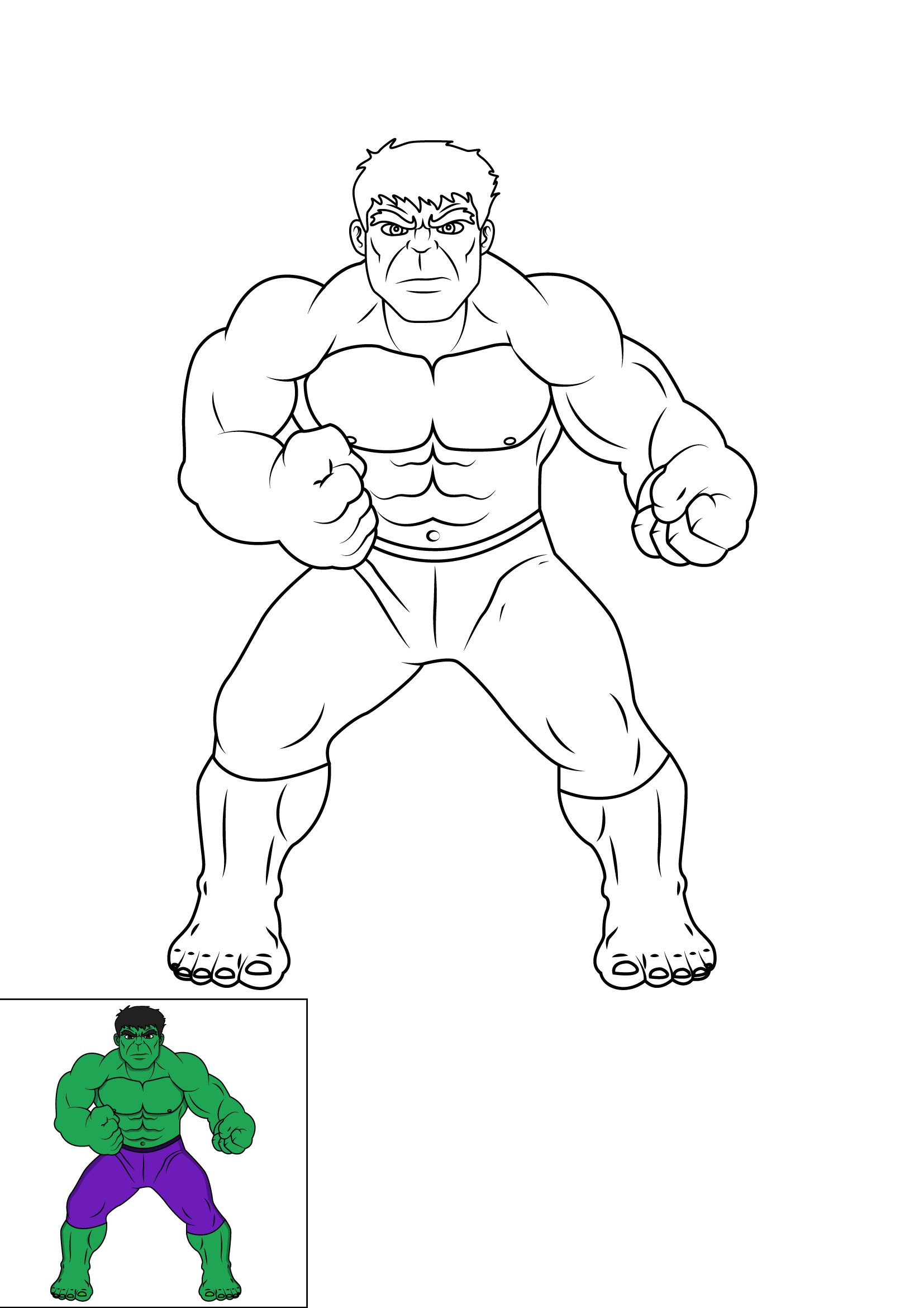 How to Draw Hulk Step by Step Printable Color
