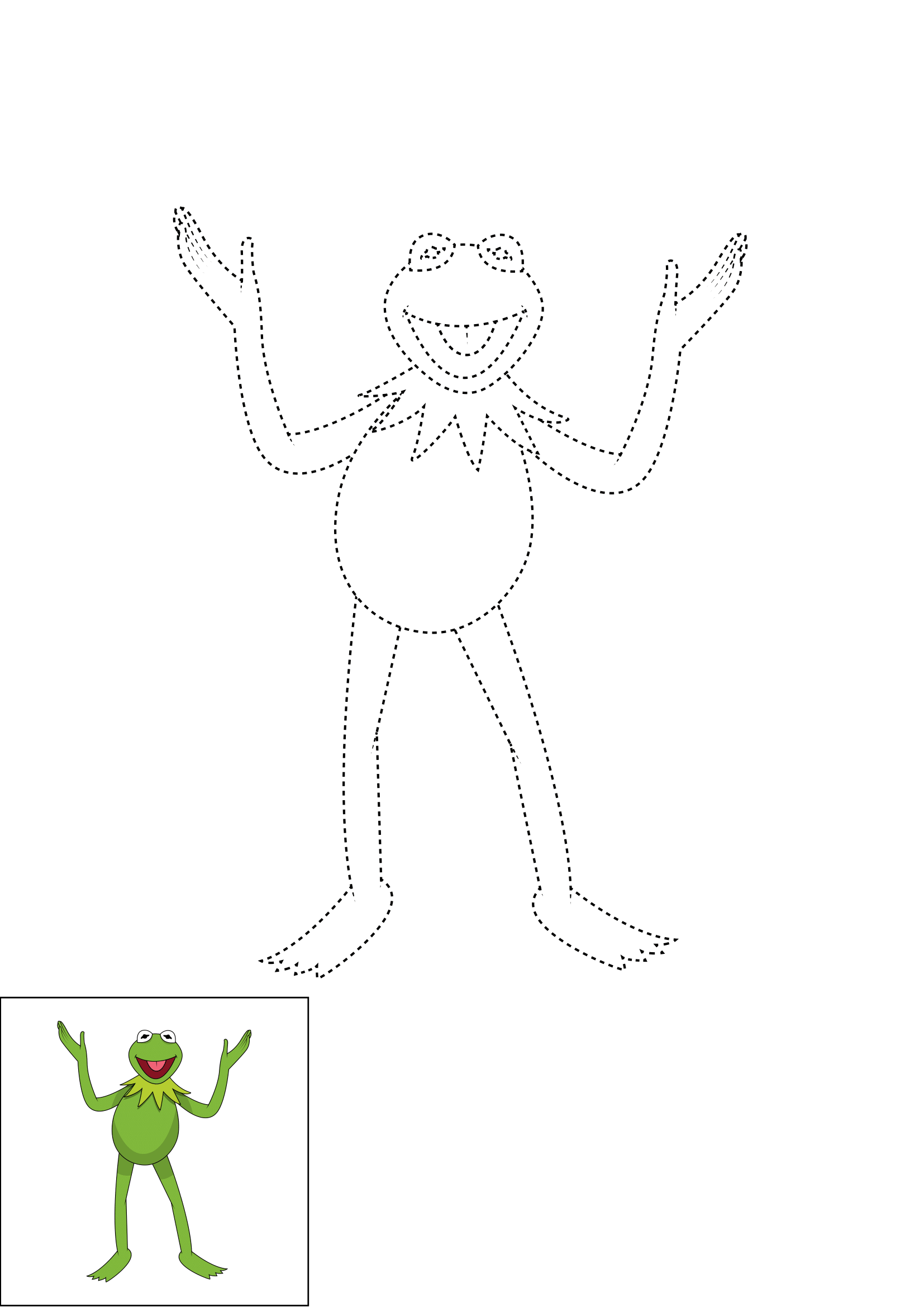How to Draw Kermit The Frog Step by Step Printable Dotted