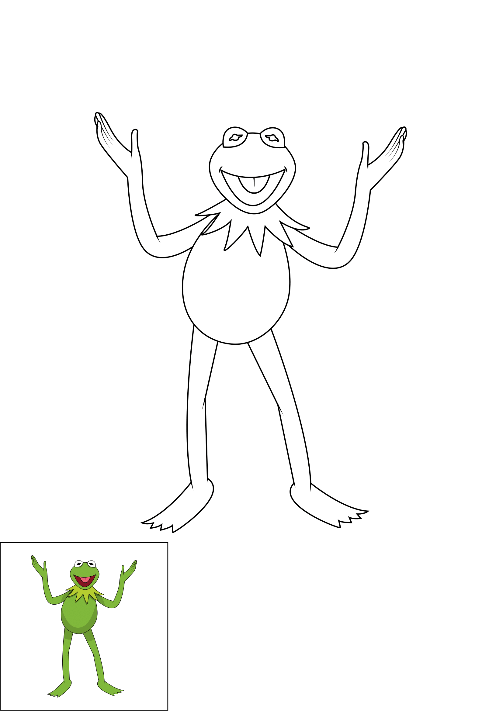 How to Draw Kermit The Frog Step by Step Printable Color