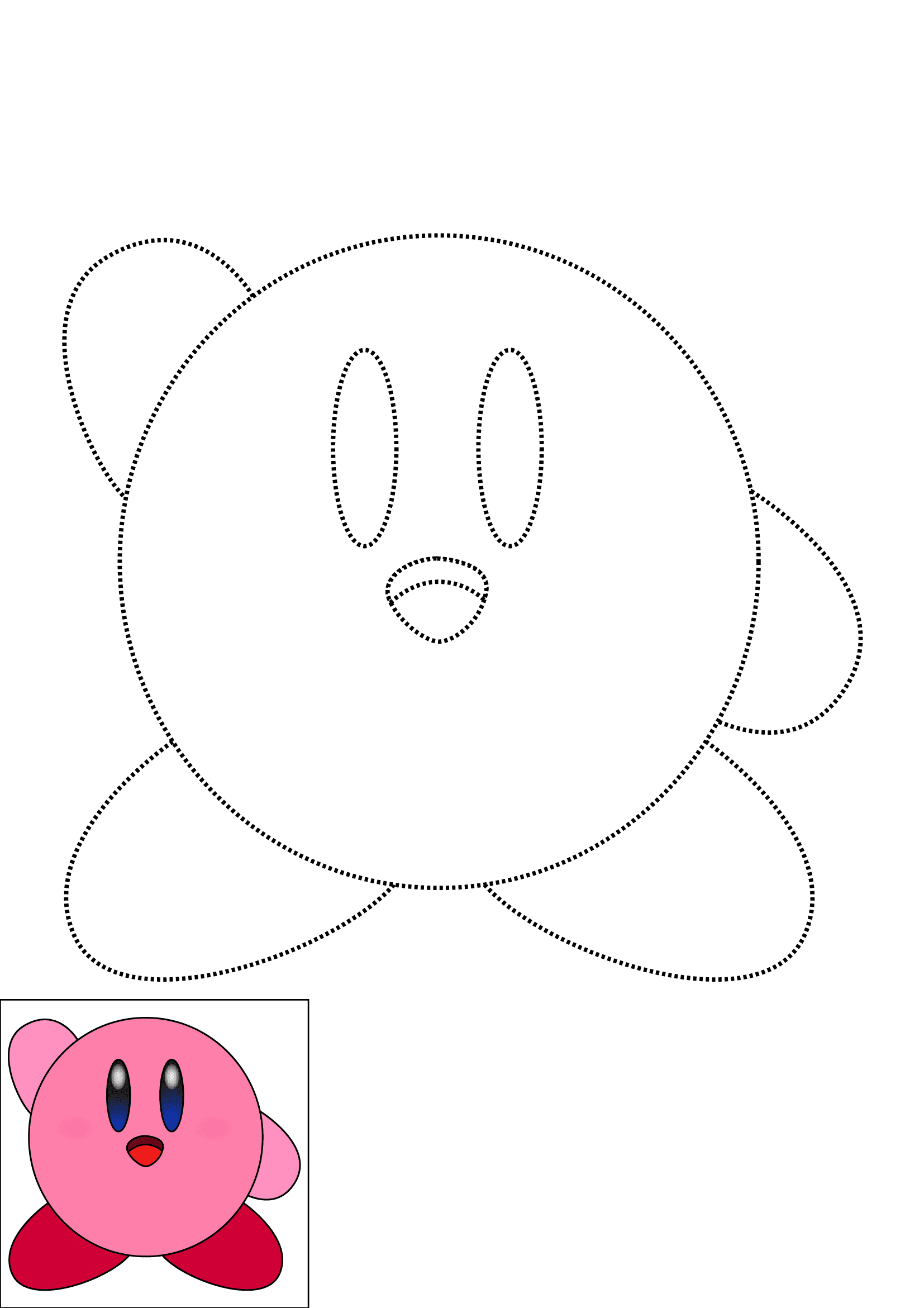 How to Draw Kirby Step by Step Printable Dotted