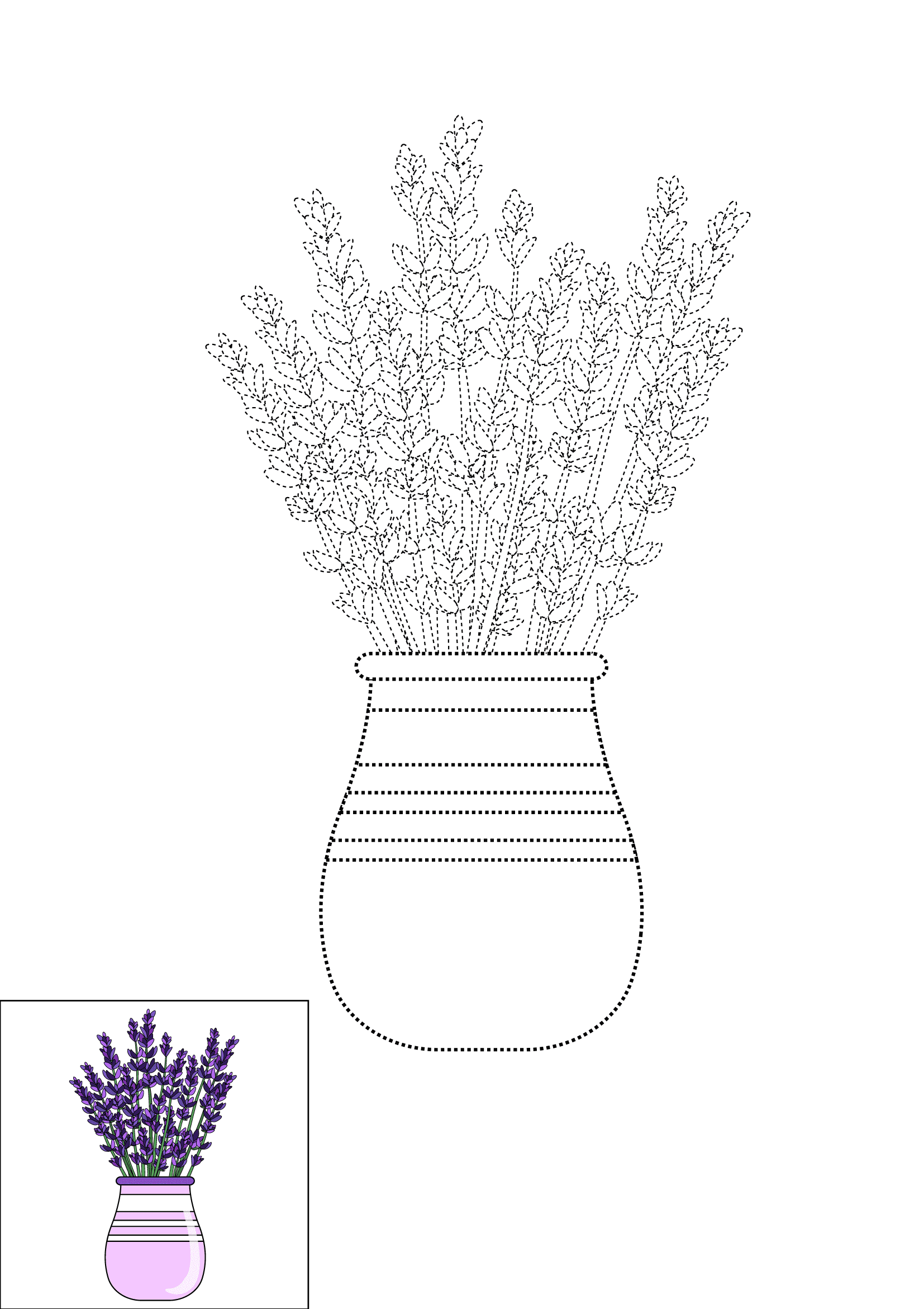 How to Draw Lavender Step by Step Printable Dotted