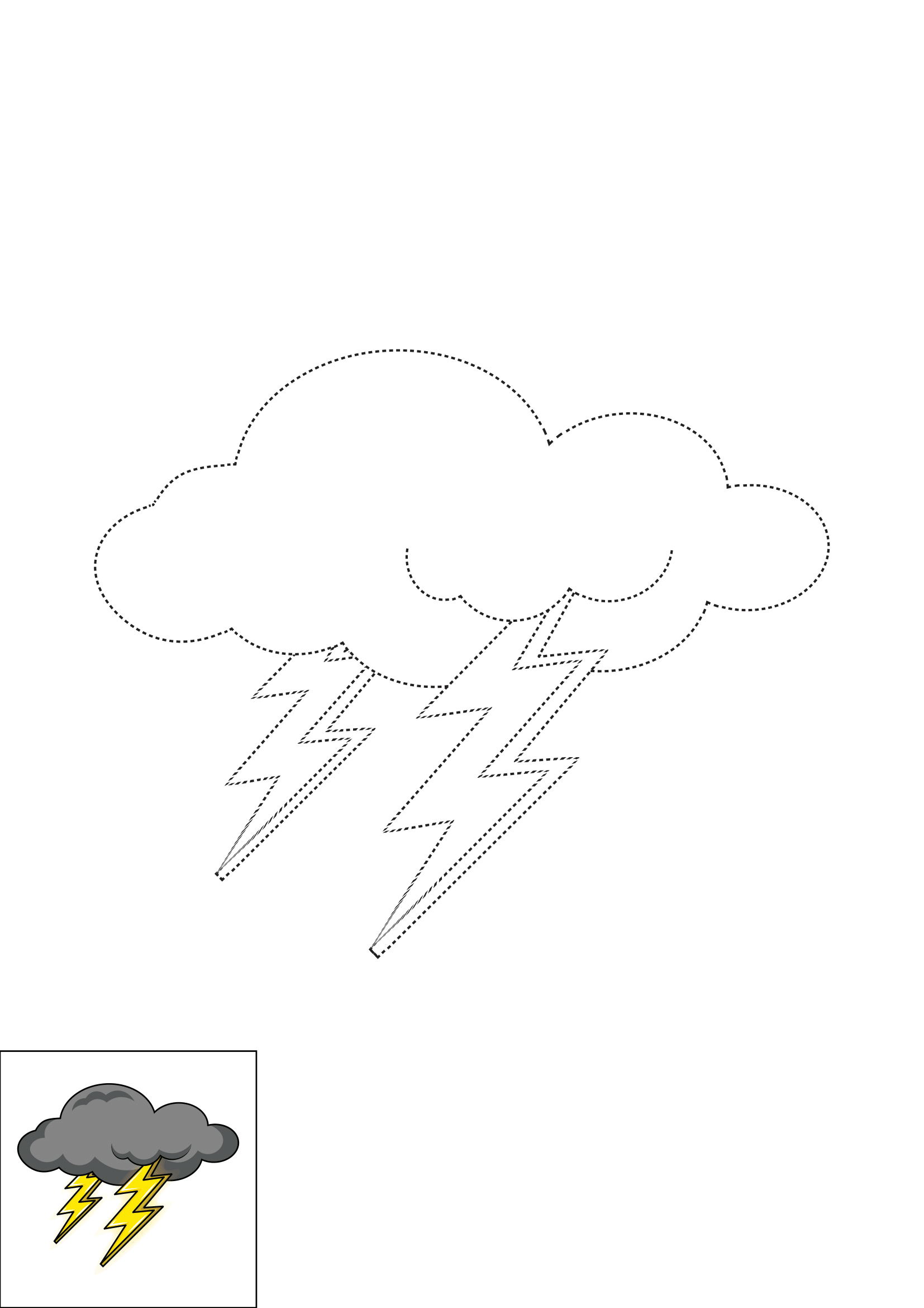 How to Draw Lightning Step by Step Printable Dotted