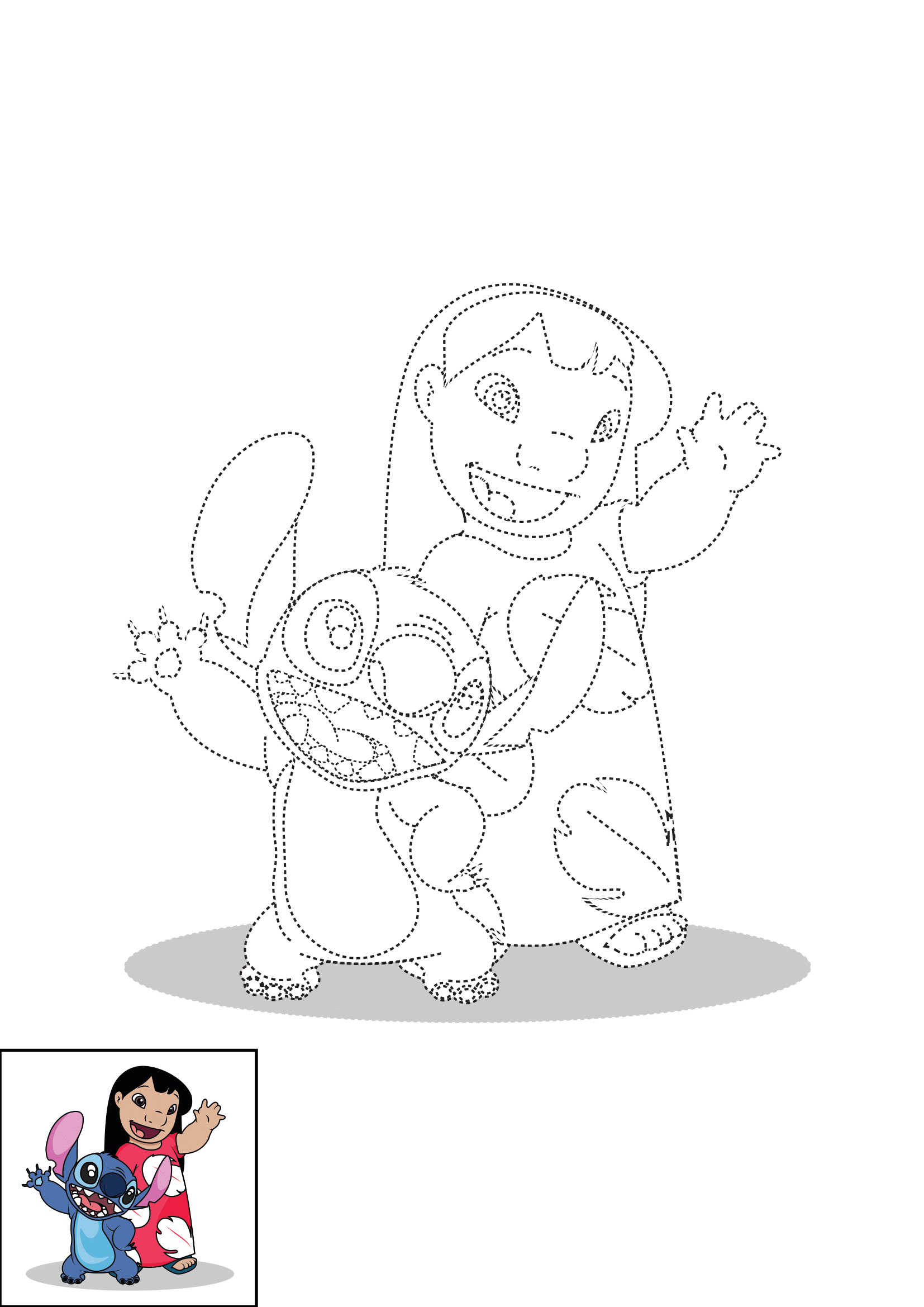 How to Draw Lilo And Stitch Step by Step Printable Dotted