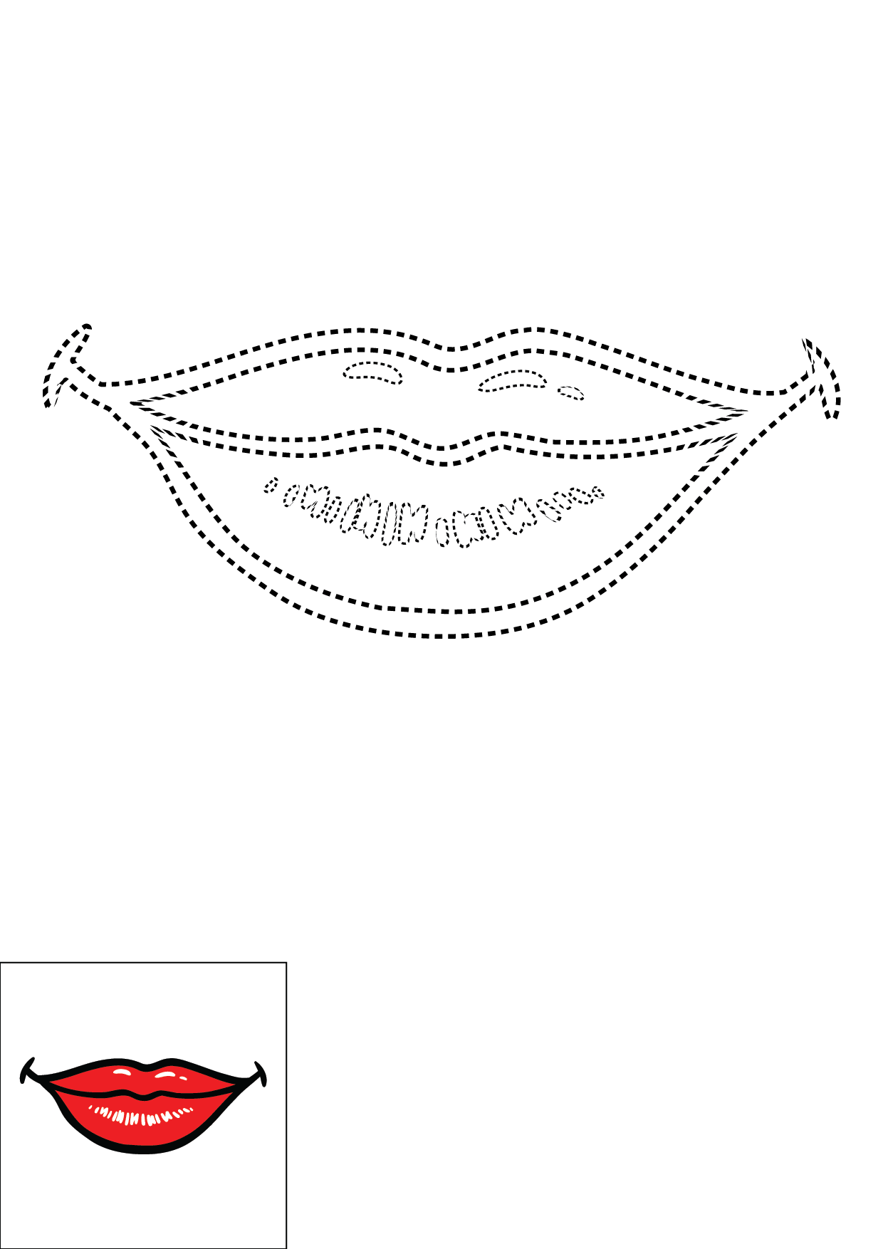 How to Draw A Lips Step by Step Printable Dotted