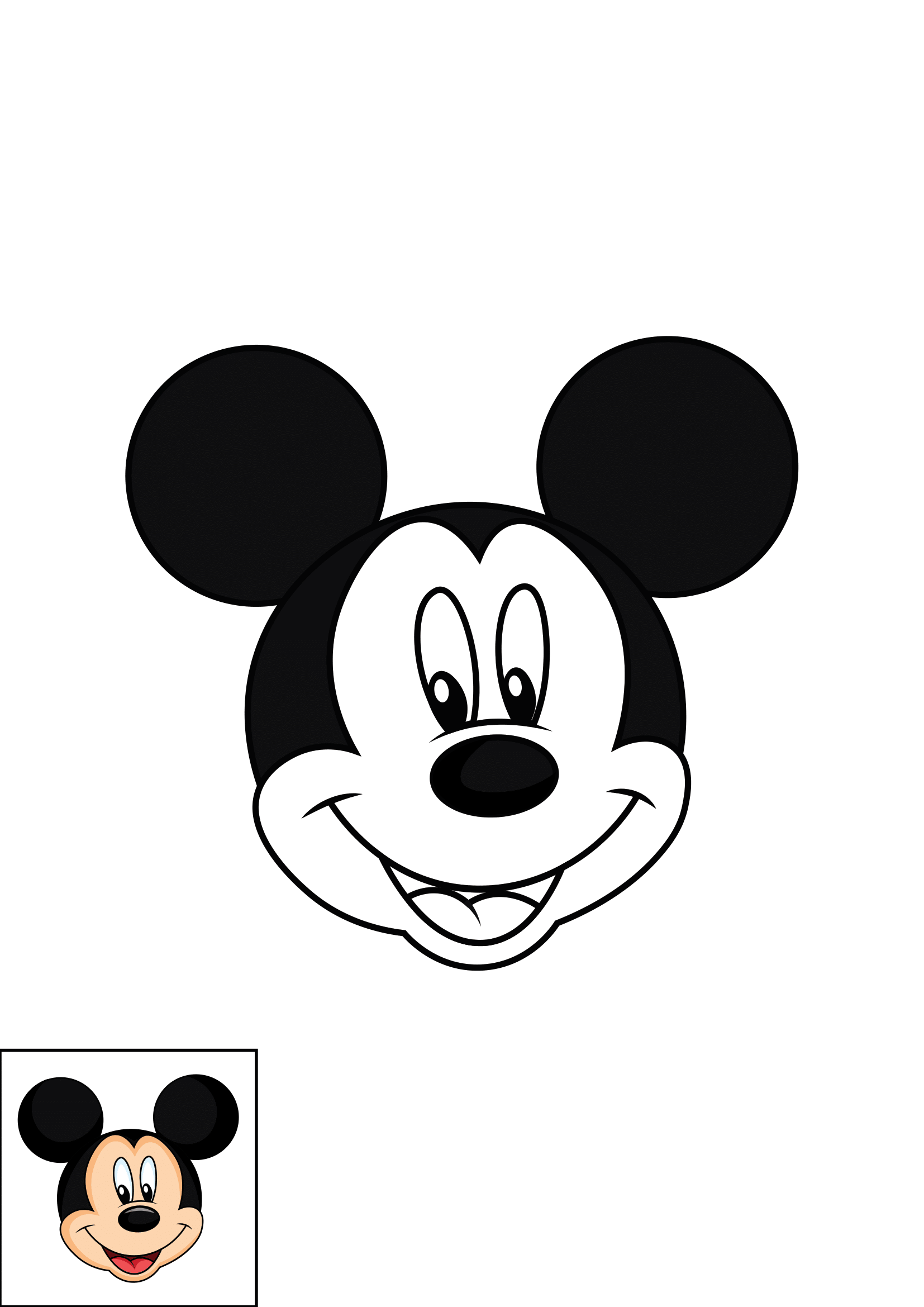 How to Draw Mickey Mouse Face Step by Step Printable Color