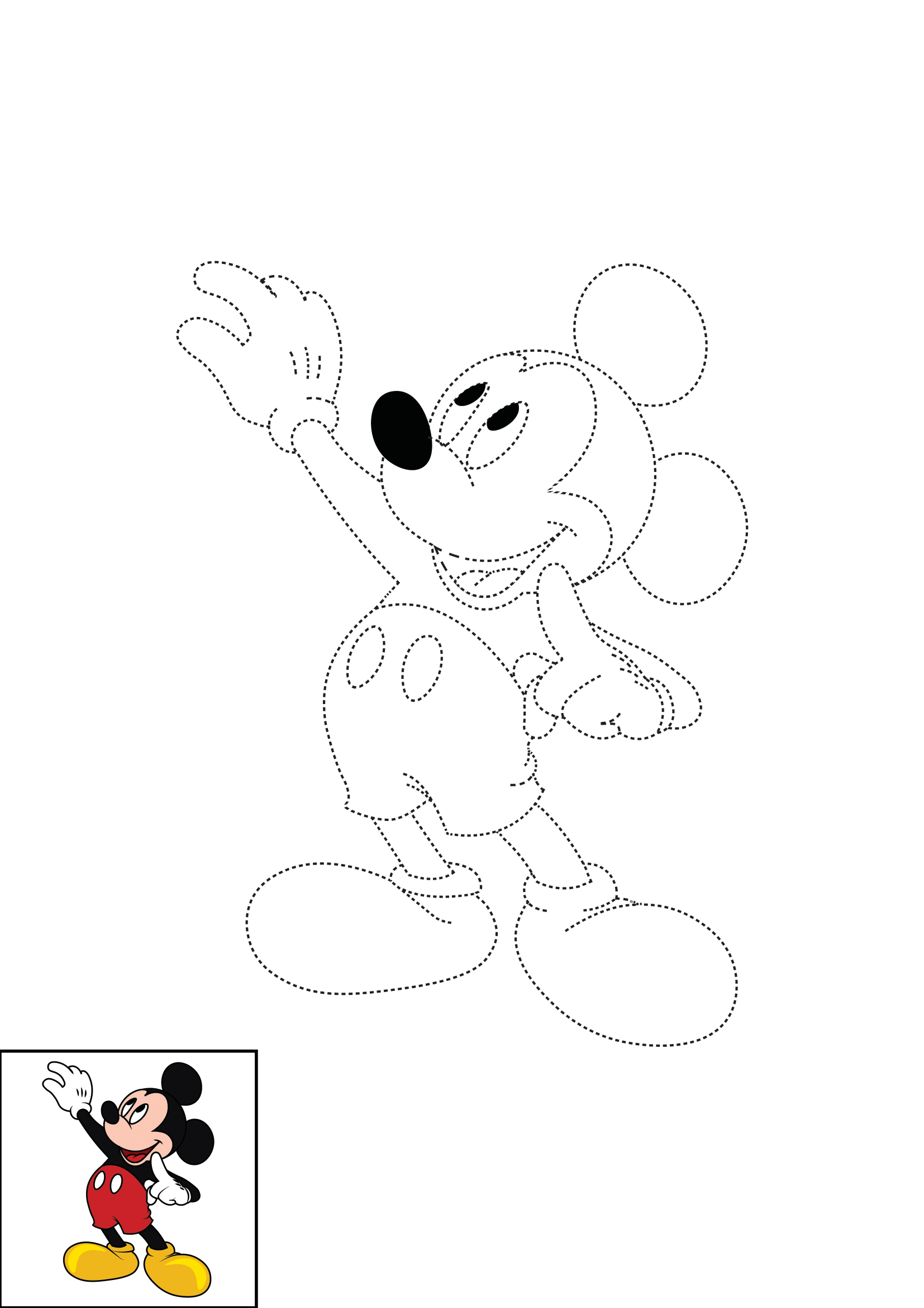 How to Draw Mickey Mouse Step by Step Printable Dotted