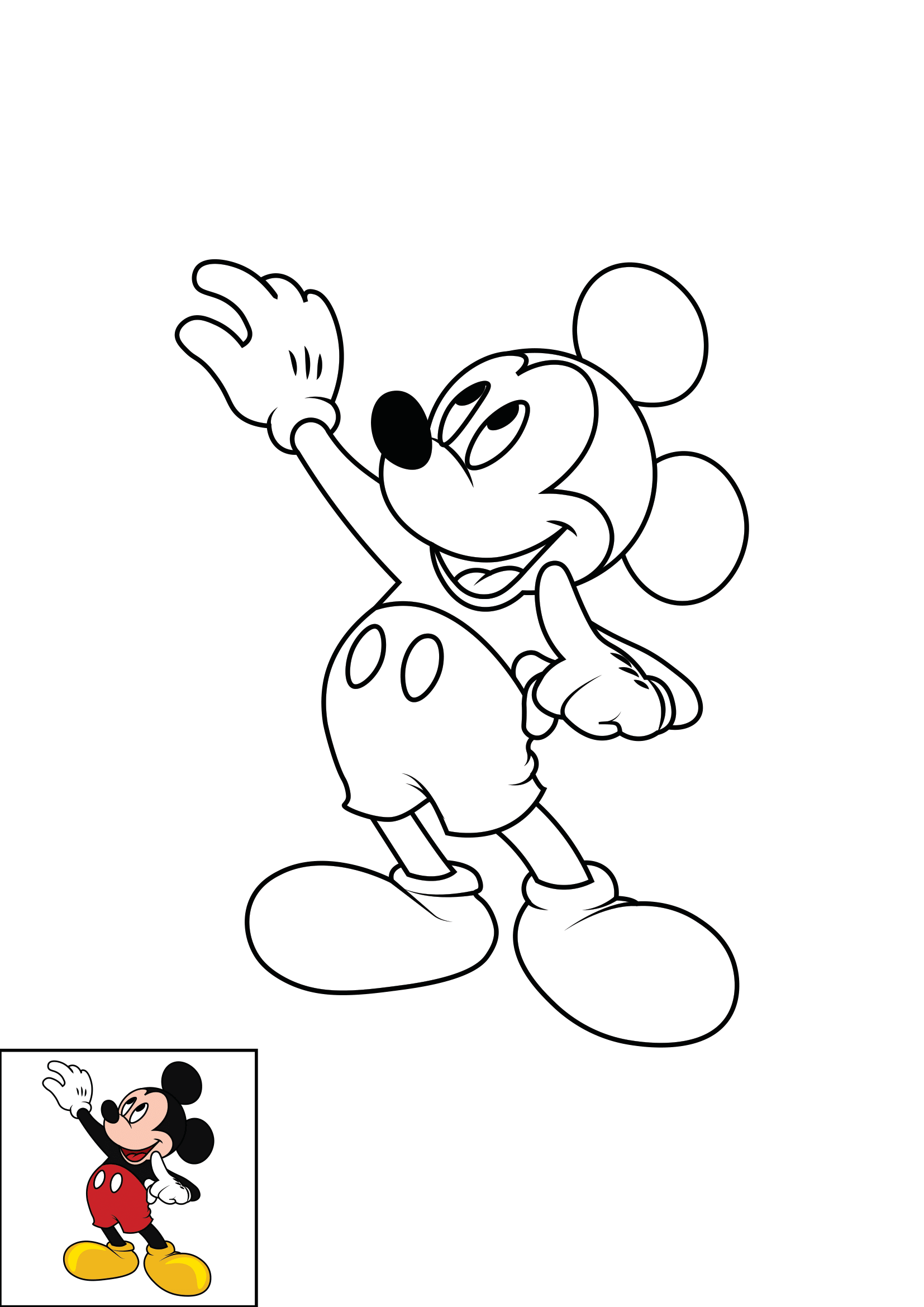 How to Draw Mickey Mouse Step by Step Printable Color
