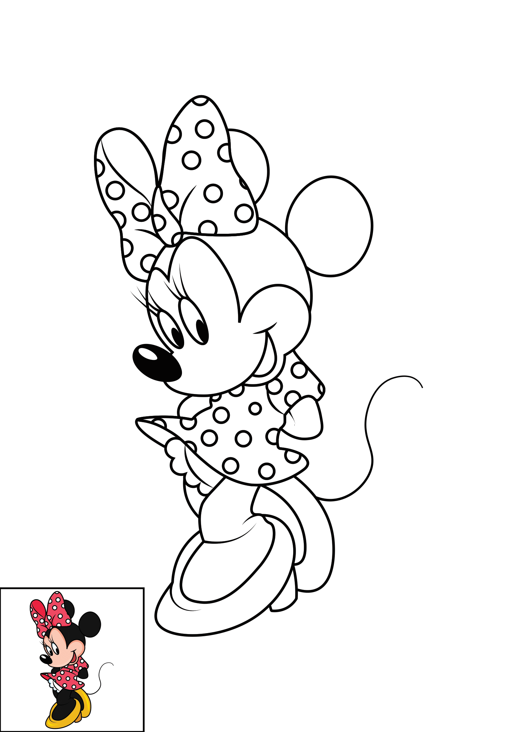 How to Draw Minnie Mouse Step by Step Printable Color