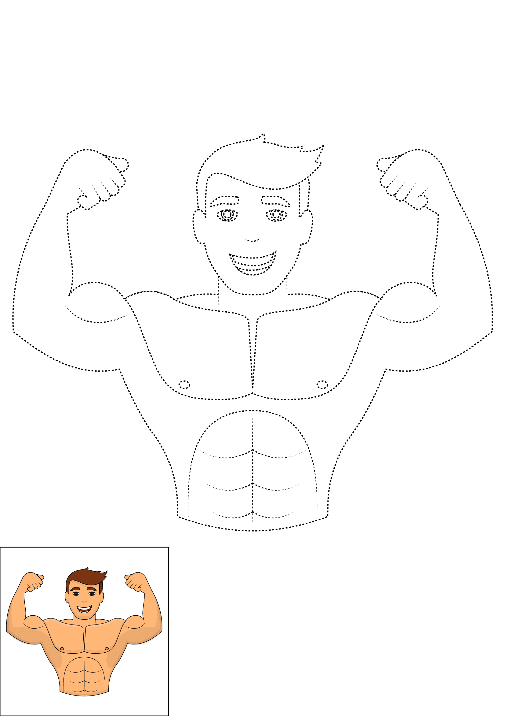 How to Draw Muscles Step by Step Printable Dotted