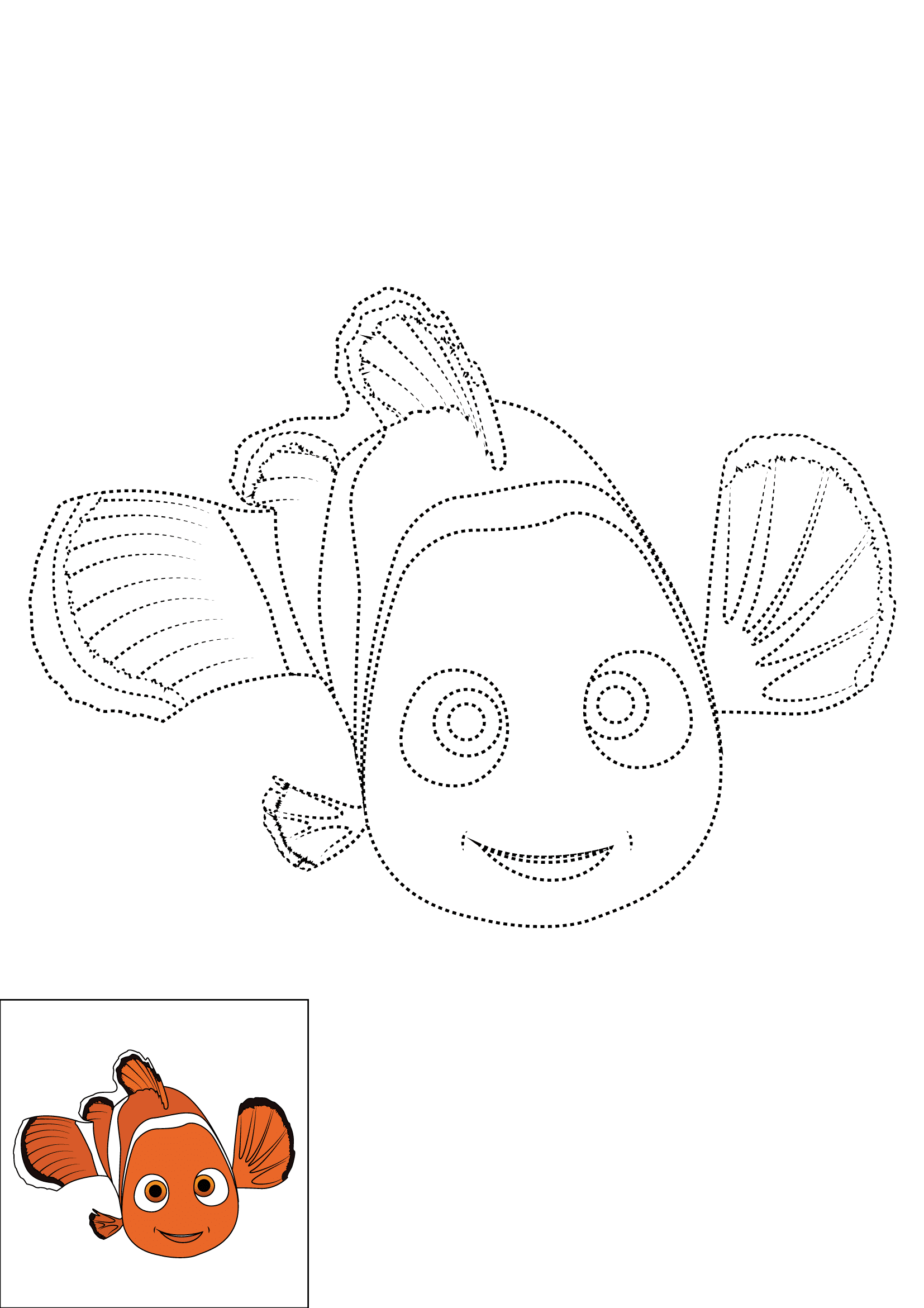 How to Draw Nemo Step by Step Printable Dotted