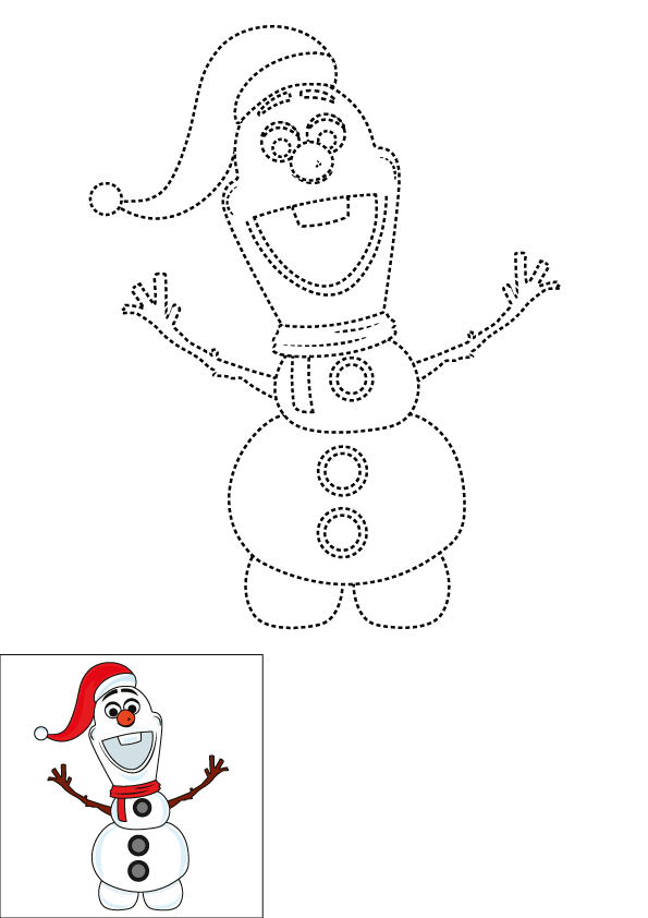 How to Draw Olaf Christmas Step by Step Printable Dotted