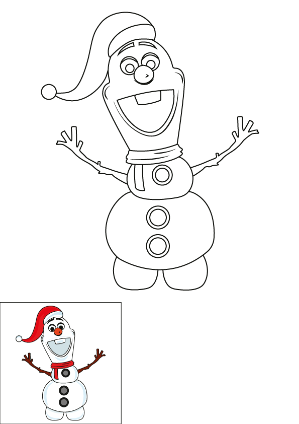 How to Draw Olaf Christmas Step by Step Printable Color