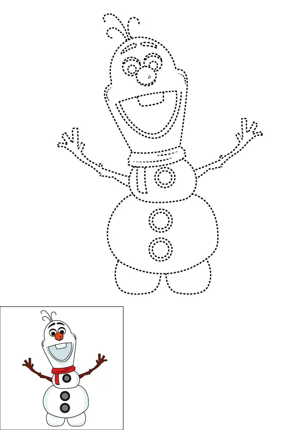 How to Draw Olaf Step by Step Printable Dotted