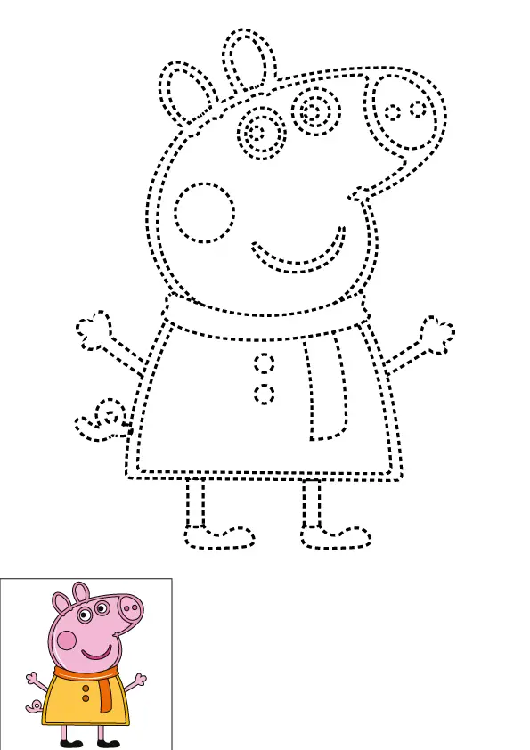 How to Draw Peppa Pig Step by Step Printable Dotted