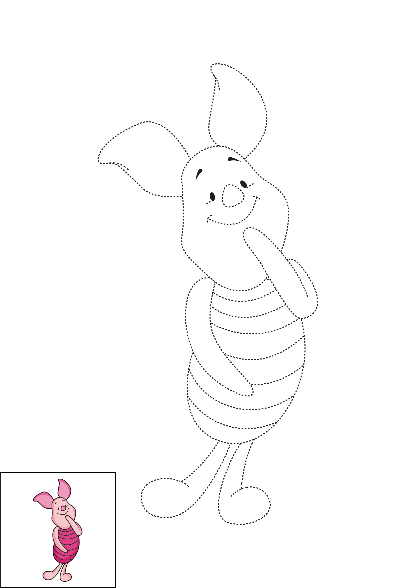 How to Draw Piglet Step by Step Printable Color