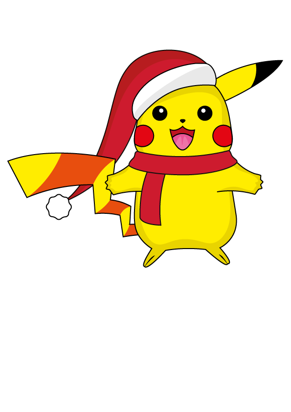 How to Draw Pikachu Christmas Step by Step Printable