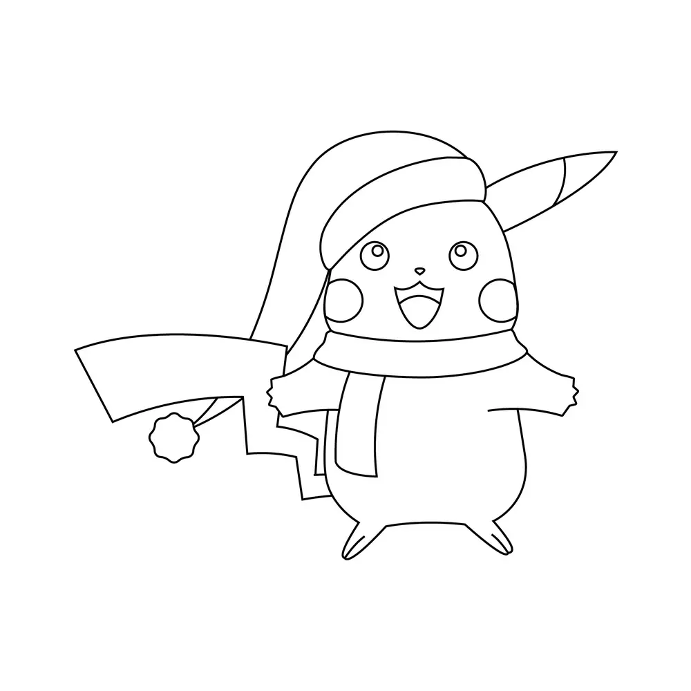 How to Draw Pikachu Christmas Step by Step Step  10