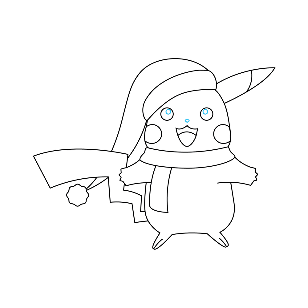 How to Draw Pikachu Christmas Step by Step Step  9