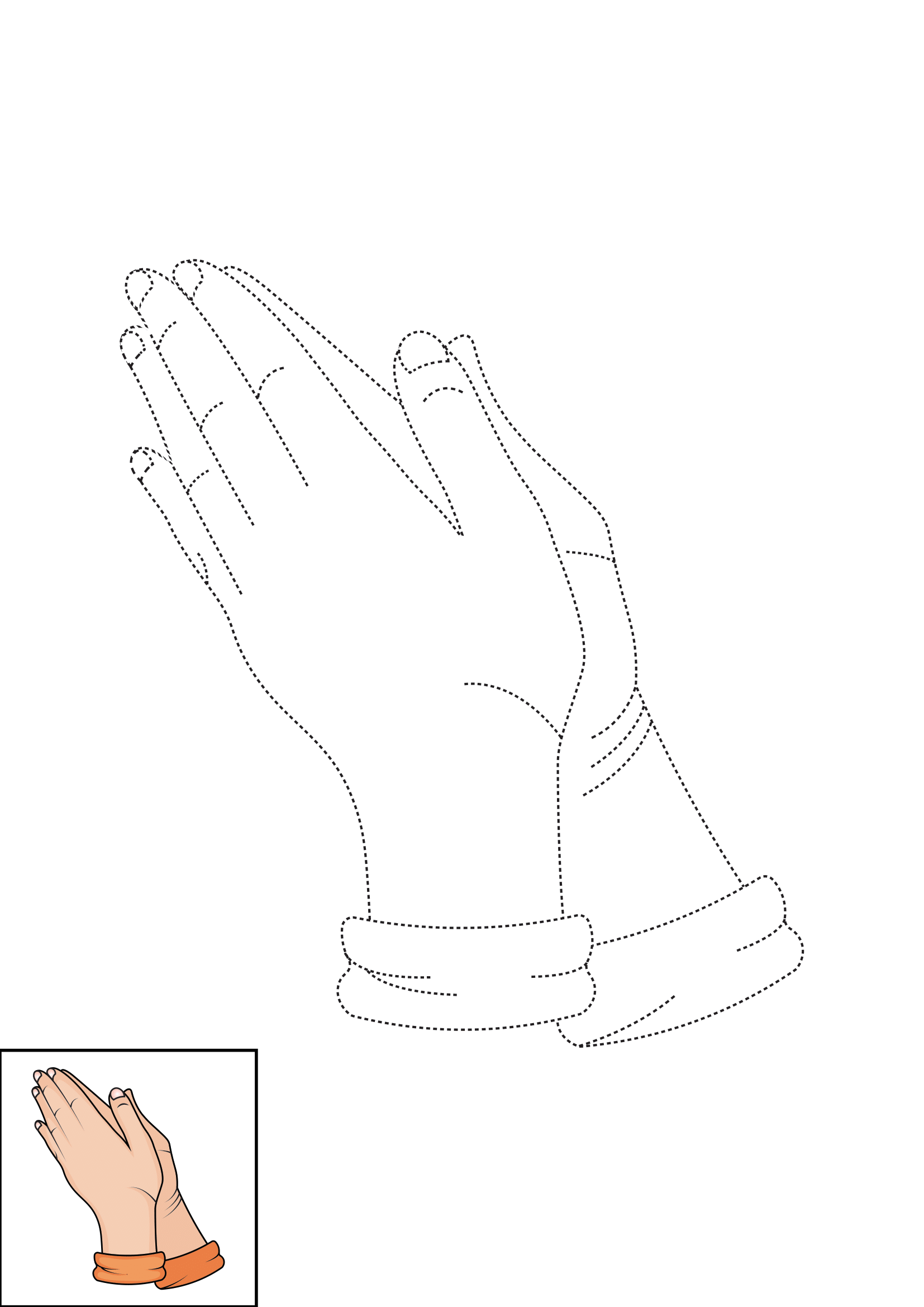 How to Draw Praying Hands Step by Step Printable Dotted