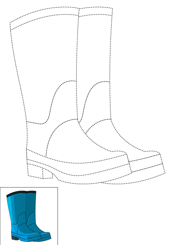 How to Draw Rain Boots Step by Step Printable Color