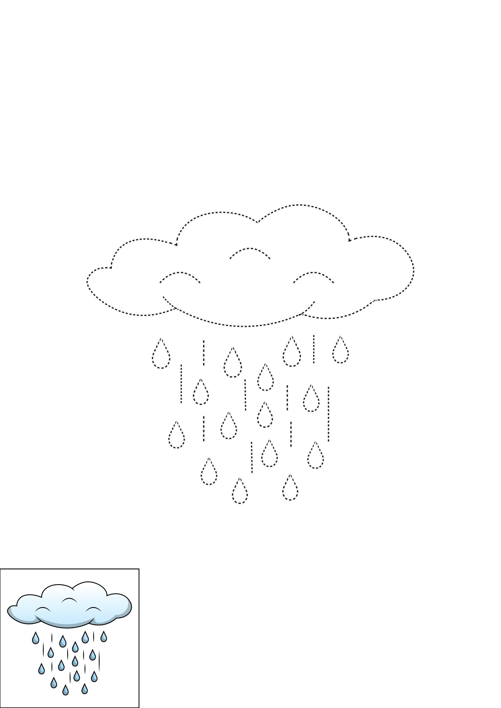 How to Draw Rain Step by Step Printable Dotted