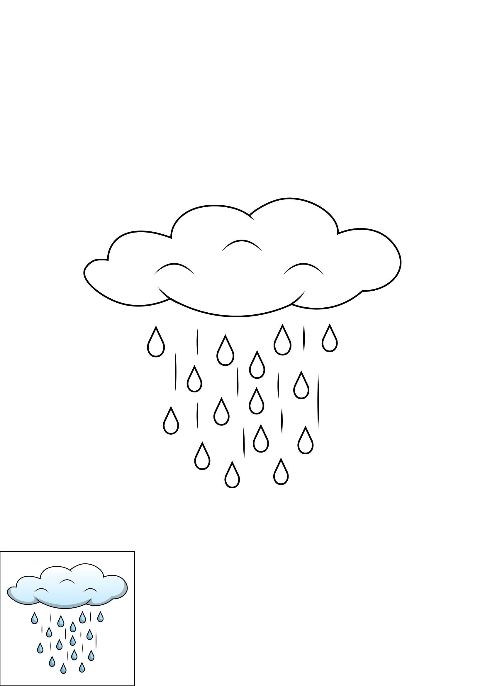 How to Draw Rain Step by Step Printable Color
